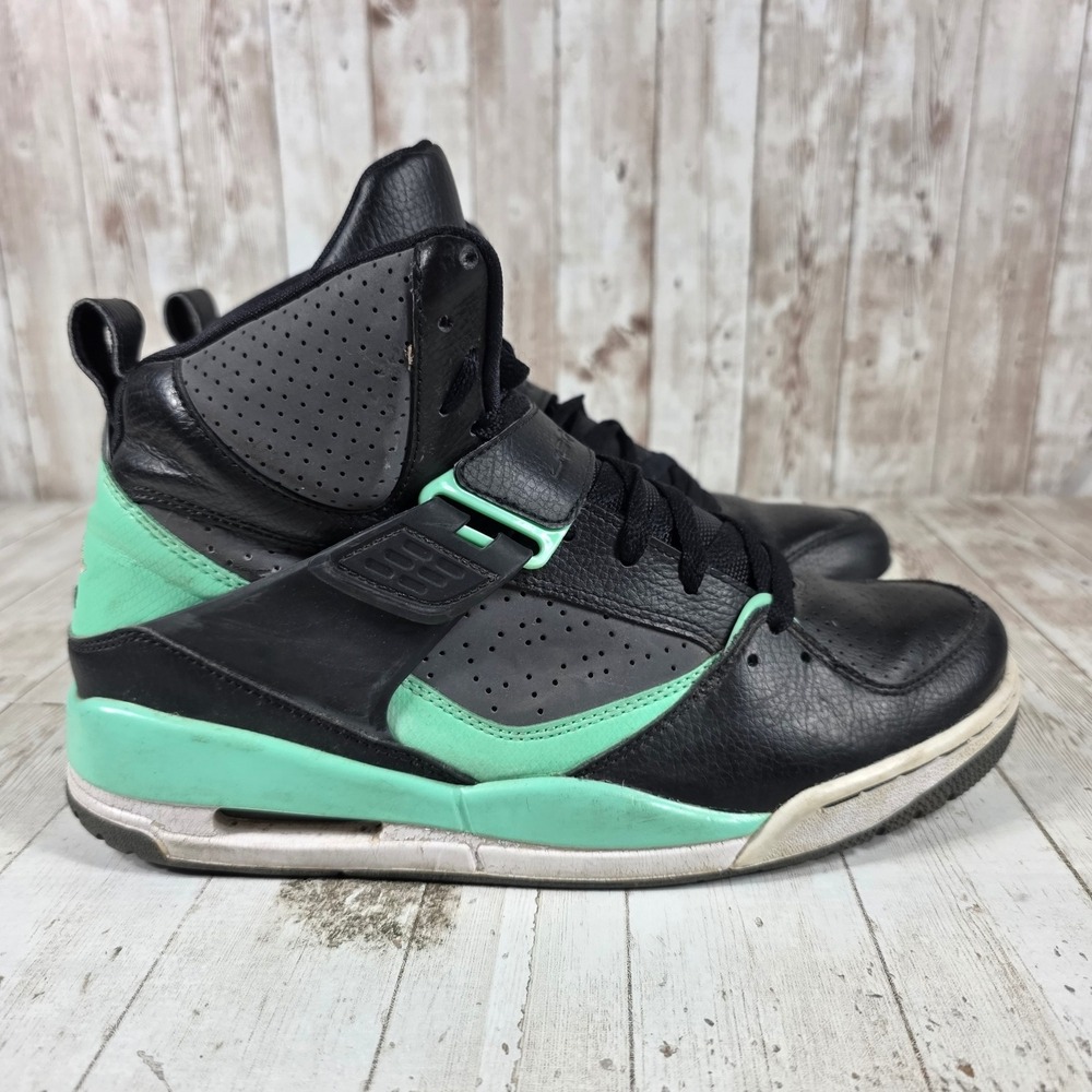 Jordan Flight 45 High Green Glow Black Cement Grey 384519-015 Mens 9